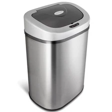 Nine Stars automatic motion sensor trash can, hands-free, soft-close lid Silver