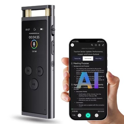 FoCase 64GB AI Diktiergerät mit Wiedergabe, Sprachaktivierung, Transkribieren & Summa