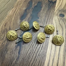 Vintage US Military Brass Cuff Links Set 7 Eagle Crest Buttons Superior Quality