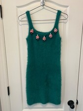 Aerie Women's Fuzzy Mini Dress Christmas Ornament Bodycon Size XS Green