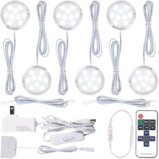 Curio Display Cabinet Light Kit, Small Round Under 6 Lights, 6000K Cool White