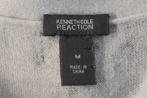 Suéter para mujer Kenneth Cole Reaction talla M gris estampado animal cárdigan seda - Imagen 4 de 5