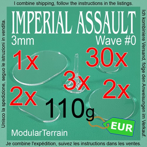 3mm Clear Acrylic Imperial Assault Wave #0 25mm 50mm Round 25x50mm 50x75mm Bases - Foto 1 di 5