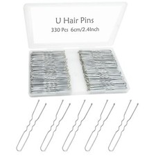 U Shaped Silver Hair Pins for Buns 2.4inch 330 Count Bun Pins Silver Hair Pin...