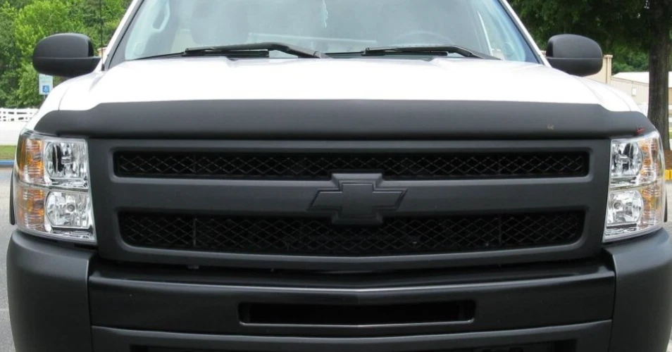 Protector de capó negro mate EGR deflector protector contra insectos para Silverado 1500 2008-2013 Foto 2 de 4