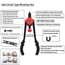 Knob Type Riveting Nut Gun 360mm 14 60pcs Rivet Nut Gun Kit Rivnut Setting Tool