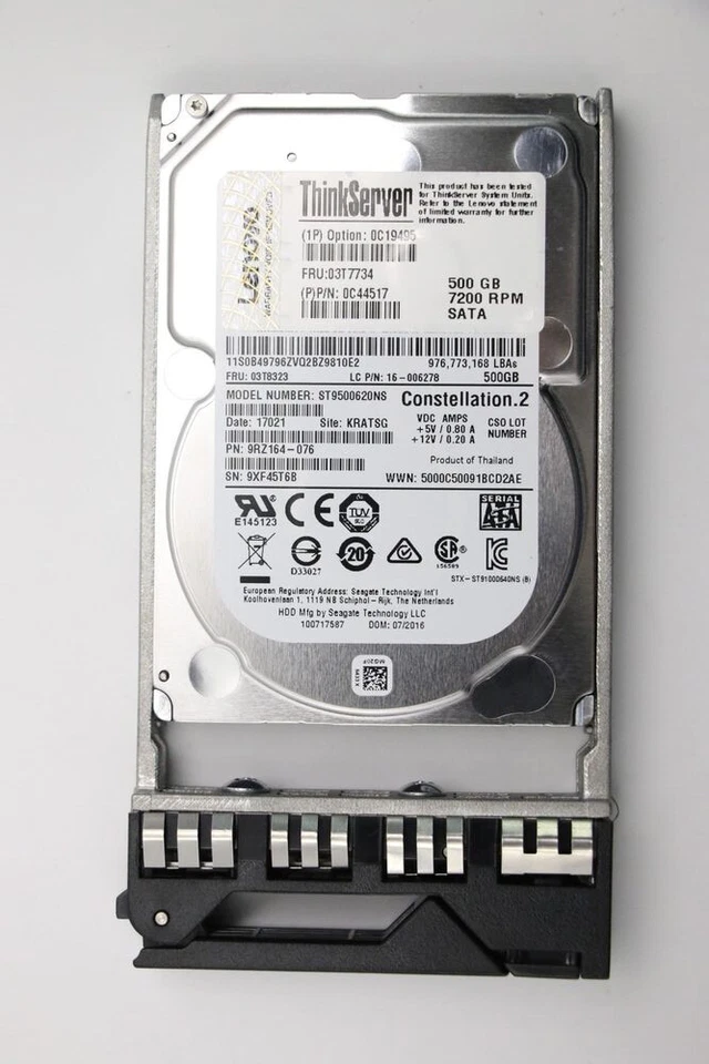 03T7734 0C44517 0C19495 Lenovo ThinkServer SATA 500G 7.2k 2.5'' HDD Hard Drive - Image 2 of 2