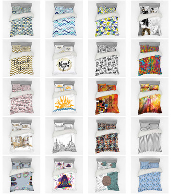 Ambesonne Modern Design Bedding Set Duvet Cover Sham Fitted Sheet in 3 Sizes