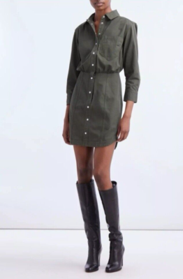 Veronica Beard Keston Twill Army Green Mini Shirt Dress Size 0, NEW NWOT  $398 | eBay