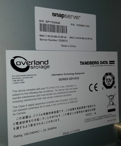 Snap Server 10300691 Overland Storage OD11015 Tandberg Data MISSING CADDY / HD - Picture 7 of 7