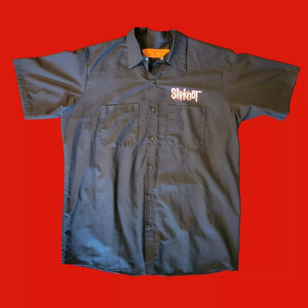 Retro Slipknot Red Kap Button Up Work Shirt Dickies S Logo Size L