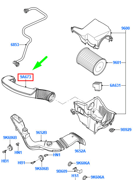 FORD FOCUS MK2 Air Cleaner Tube Assy 1619636 7M51-9A673-BF NEW 