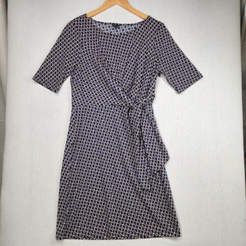 Vestido envolvente sintético Ann Taylor negro gris estampado floral geométrico pequeño elástico - Imagen 2 de 8