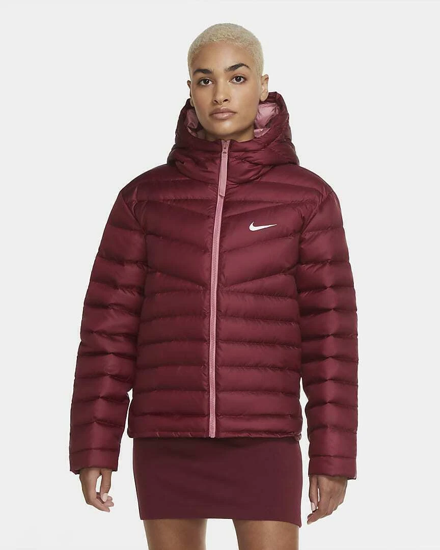 Nike Sportswear Puff Down-Fill Jacket Size Small Women Beetroot Berry  CU5094-638