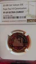 2018 R GILT VATICAN S5E POPE PAUL VI CANONIZATION NGC PF 69 UC UNC PROOF TOP POP