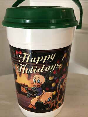 Disney Parks 1992-1993 Happy Holidays Popcorn Bucket Whirley Mickey And Friends