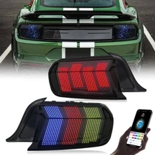 Pair RGB LED Tail Light For Ford Mustang 2015-2023 Rear Lamp Assembly Smoke Gift