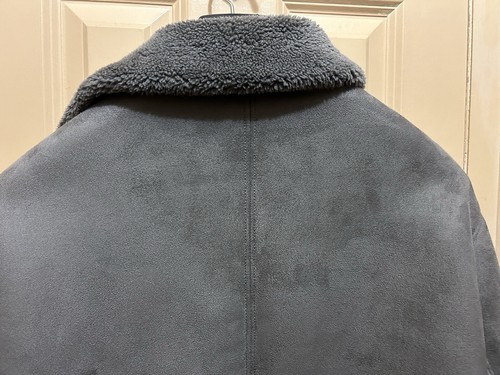 Lknu Lux Soft Gray Shearling Coat Men XL Bomber Jacket Zara Urban Chic - Picture 6 of 13