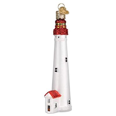 Old World Christmas Cape May Lighthouse Glass Ornament Free Box 20115 New