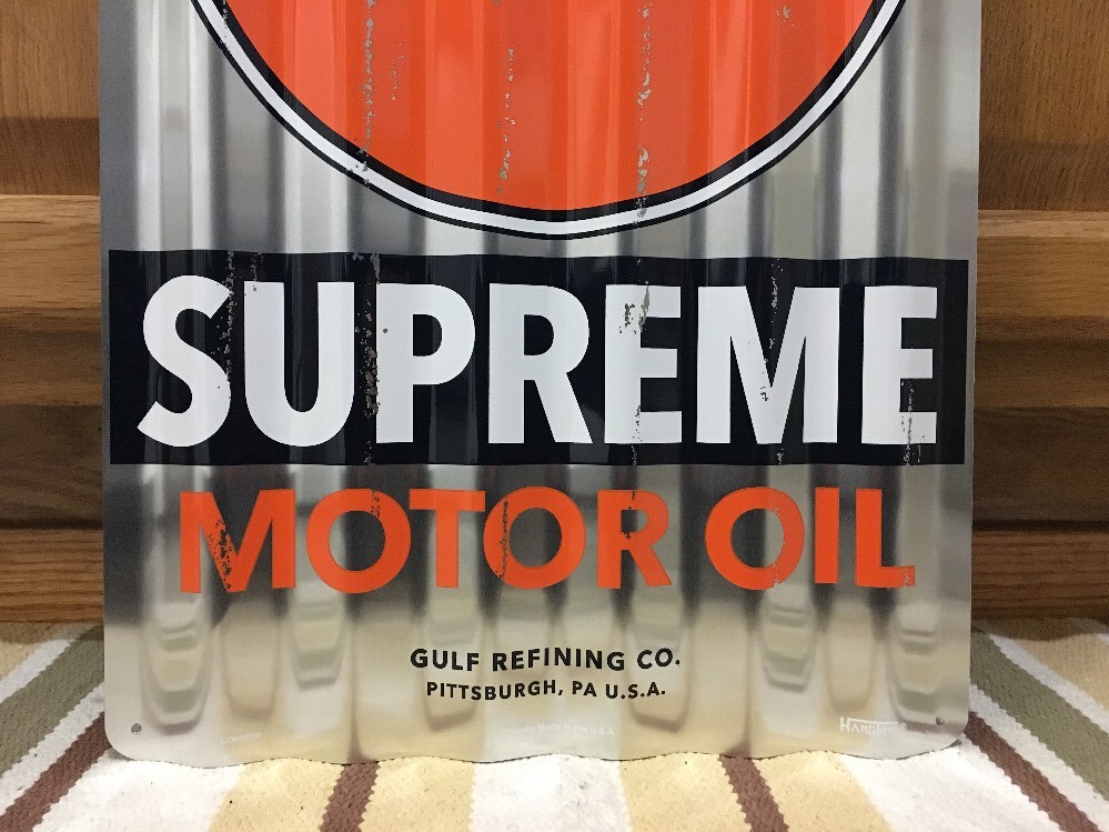 Gulf Supreme Motor Oil Sign Metal Garage Gas Car Truck Pub Bar Pump ...
