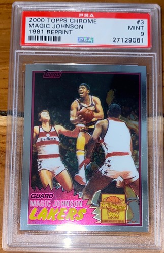 Pop 1 of 5!🔥2000 Magic Johnson TOPPS CHROME 1981 ROOKIE RETRO REPRINT #3 PSA 9 - Picture 5 of 11