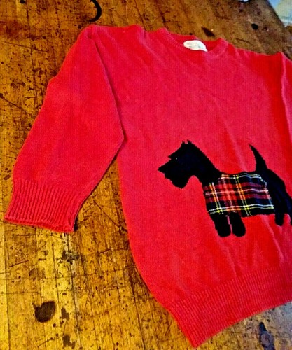 Vintage Scottie Dog Scottish Terrier Sweater, Tally-Ho Creations Cotton Linen, L - Picture 4 of 10