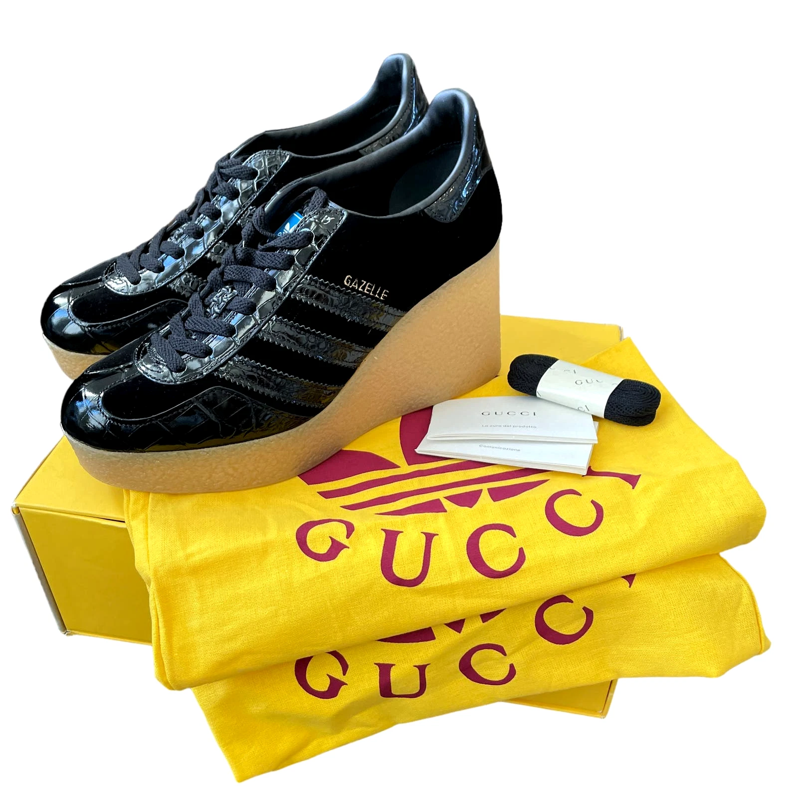 Baskets plates GUCCI Adidas x Gucci Wedge Gazelle en noir IT 40   US 10 NEUF
