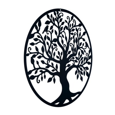 Black Tree of Life Metal Wall Decor Silhouette Gift Present Home Decor 28x28cm