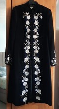 Laura Ashley Stunning Vintage Velvet Embroidered Dress Coat / Jacket Size 10