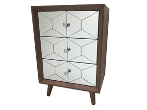 Mirrored Wood Chest 3 Drawers Retro Glass Bedroom Storage Bedside Cabinet Ebay