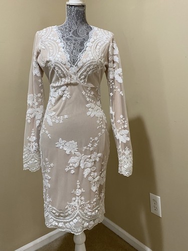 Mujeres Lentejuelas Cuentas Floral Femenino Glamour Vestido Boda Baile de graduación Malla Superposición M Desnudo - Imagen 20 de 23