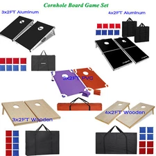 Cornhole Game Set 3x2FT/4x2FT Cornhole Boards with 8 Bean Bags Aluminum/Wood/PVC