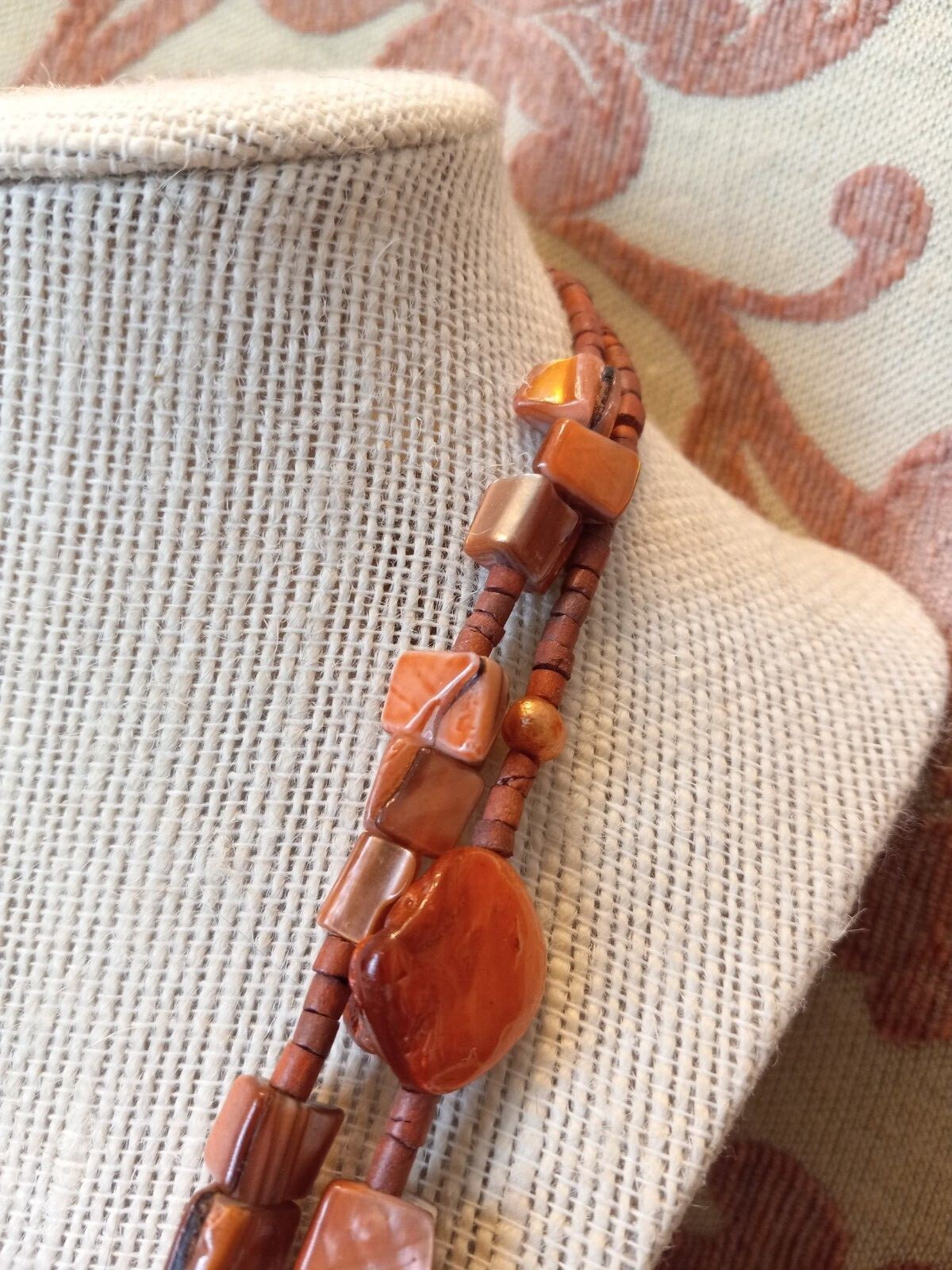 Unique Long Double Layer Orange Shell Square Chip… - image 5