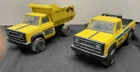 2 Vintage Tonka Racing Team Yellow Pick-up & Dump Truck Steel Die-cast Toy 1970s
