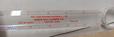 Vintage Green Bay Lumber Co Phone 44 Creston Iowa IA Clear Plastic Ruler
