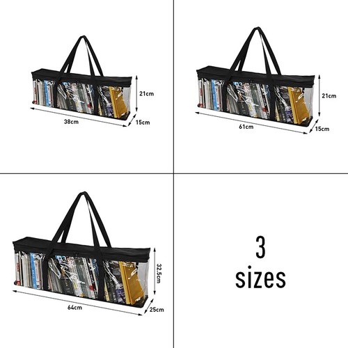 Large Clear Holds DVD CD Storage Organizer Easy Zip Closure Carry Bag Dustproof - Afbeelding 5 van 16
