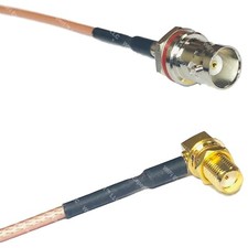 RG316 BNC FEMALE SM BULKHEAD to SMA FEMALE ANGLE RF Cable Rapid-SHIP LOT