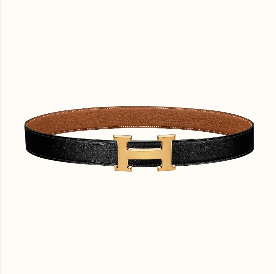 HERMÈS Taglia 85 NUOVA Hermes ORO Constance H Cintura Uomo e Cinturino Pelle Reversibile 32 mm