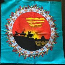 Vintage Native American Bandana Sunset With Buffalo excellent