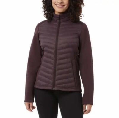 32 Degrees Womens Mixed Media Jacket Burgundy NEW WITH