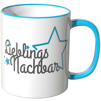 WANDKINGS Tasse, Spruch: ''Lieblingsnachbar mit blauen Sternchen''  Geburtstag