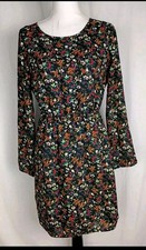 J Crew Mercantile Black Dress Size 6 Floral Printed Tulip Hem Dress Line.