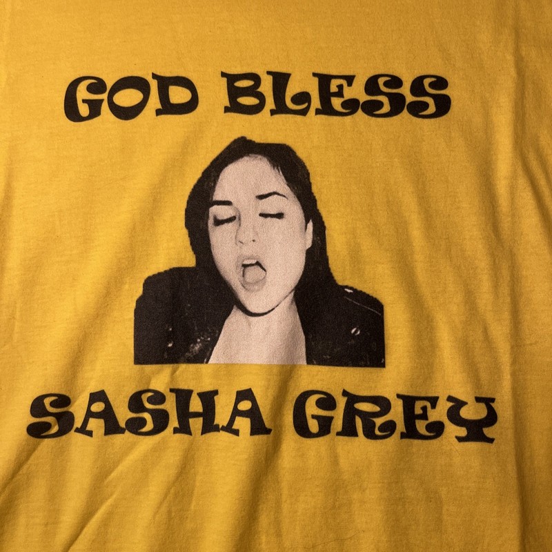 Sasha Grey T Shirt Yellow Medium "God Bless Sash Grey"