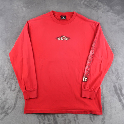 Vintage Y2K Orange County Choppers Long Sleeve T Shirt Size L Flame Print Red