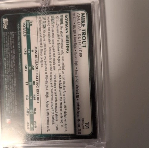 Topps Bowman Chrome Mike Trout Rookie Refractor Card #101 Angels Baseball