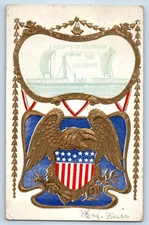 1909 Brooklyn New York Postcard Hudson Fulton Celebration S.S. Clermont Embossed