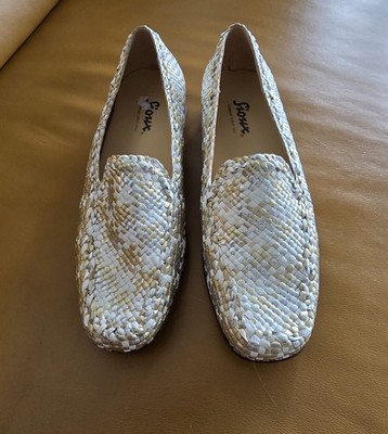 SIOUX Slipper, LEDER 39, GOLD, WEISS, SILBER