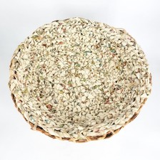 Wicker Multicolor 15in Round Hand Made Rag Rug Folk Art Decor Bowl