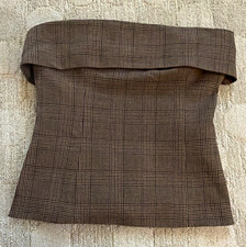 Aritzia Babaton Brown Plaid Strapless Bustier Corset Top Zip Closure Women’s 10