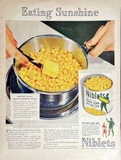 Green Giant Niblets Corn Vintage Print Ad 1943 Retro Food Memorabilia Corn Ad